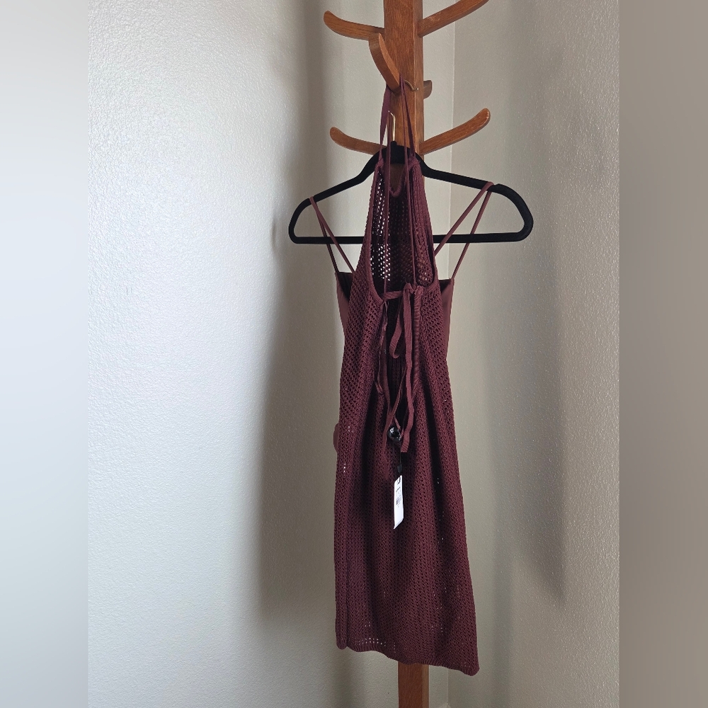 Express Womens Swim One Piece in Burgundy And Coverup